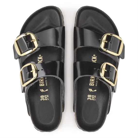 Birkenstock Arizona Big Buckle Sandaler, High Shine Black 